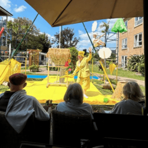 An outdoor performance from The Dot Collective